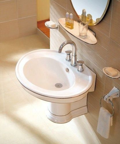 Раковина из сантехнического фаянса CeramaLux 1414 80х60 подвесная цвет белый 1 отверстие под смеситель