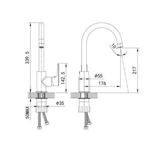 Смеситель для кухни Iddis Cuba CUBBNFJi05 на мойку сатин - фото 4