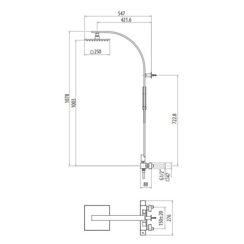 Душевая стойка Gattoni Programma doccia KIT/TS25C0 настенная хром - фото 2