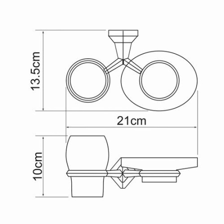 Стакан с мыльницей WasserKRAFT 1126 Стакан с мыльницей WasserKRAFT 1126