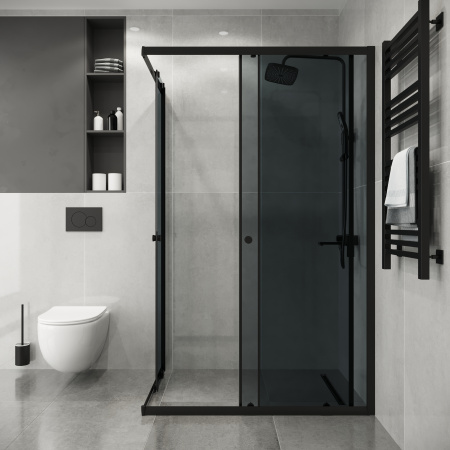 Душевой уголок Niagara Eco NG-1012-14QT 117х78 стекло тонированное профиль черный матовый без поддона Душевой уголок Niagara Eco NG-1012-14QT 117х78 стекло тонированное профиль черный матовый без поддона