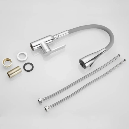 Смеситель для кухни Shevanik S843-9 на мойку хром/серый