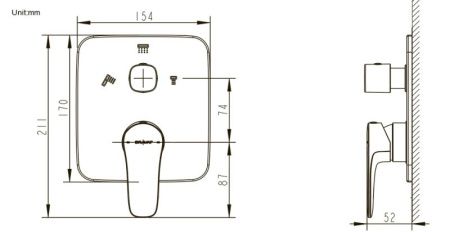 Смеситель для душа Bravat Source PB8173218CP-3-ENG встраиваемый в стену хром