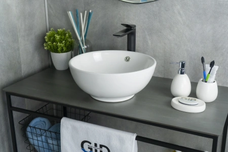 Раковина керамическая Gid Esfera 51102 40х40 накладная цвет белый без отверстий под смеситель