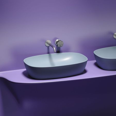 Раковина из сантехнического фарфора Ceramica Nova ELEMENT CN6049MHL 60х40 накладная цвет голубой без отверстий под смеситель