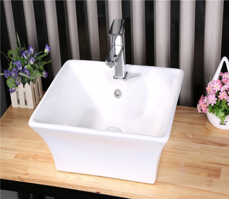 Раковина из санфаянса CeramaLux 9108 50х42 накладная цвет белый 1 отверстие под смеситель