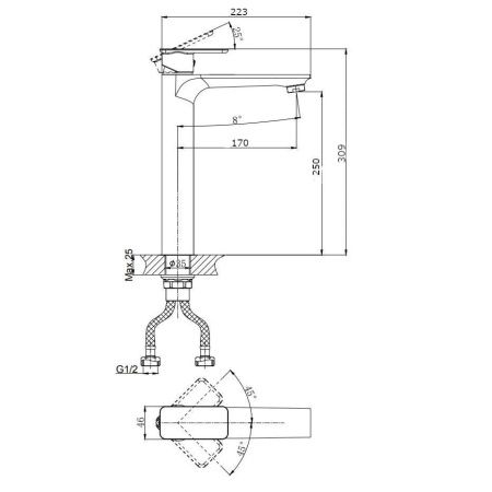 Смеситель для раковины Rush Bruny BR4335-11 на столешницу хром