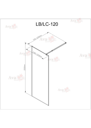 Душевая перегородка AvaCan LC120MT 120х200 стекло матовое с рисунком профиль хром глянцевый