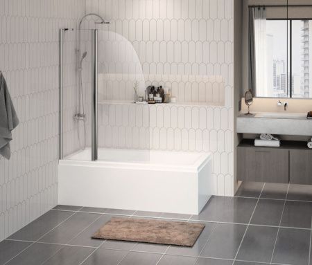 Душевая шторка на ванну Azario Boston AZ-142 100х140 стекло прозрачное профиль хром ориентация универсальная