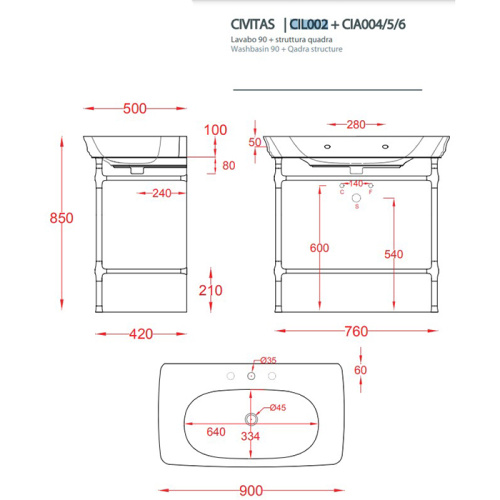 Раковина Artceram CIVITAS 90 см CIL002 01 00 *1 подвесная цвет белый - фото 2