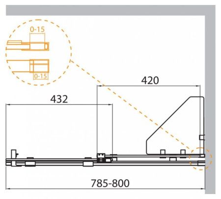 Душевая перегородка Cezares STREAM STREAM-BF-1-80-C-Cr 80х195 стекло прозрачное профиль хром