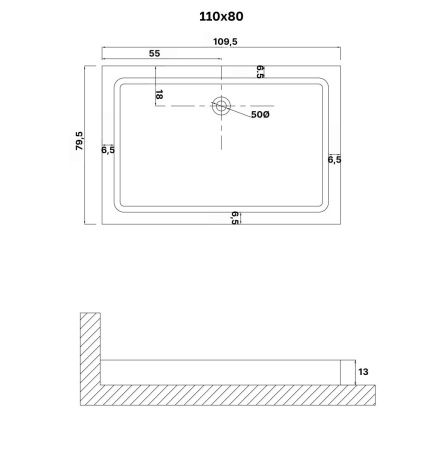 Душевой поддон из ABS-пластика Niagara Eco NG-P1180-14Q 110х80 белый с ножками
