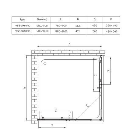 Душевой уголок Vincea Rapid VSS-3R90CL 90х90 стекло прозрачное профиль хром глянцевый без поддона