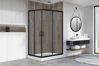 Душевой уголок Royal Bath HP RB8120HP-T-BL-R 120х80 стекло прозрачное профиль черный с поддоном
