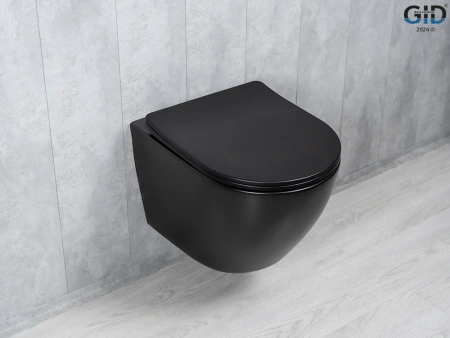 Унитаз подвесной Gid Tornado 62261Y черный матовый с сиденьем микролифт безободковый смыв торнадо