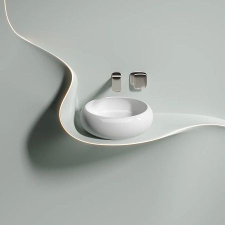 Раковина из сантехнического фарфора Ceramica Nova ELEMENT CN6050 40х40 накладная цвет белый без отверстий под смеситель