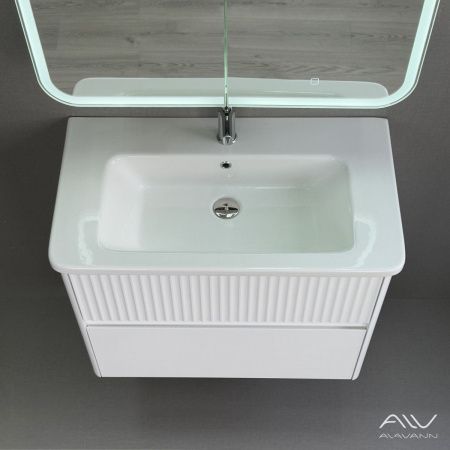 Тумба с раковиной Alavann Wave ALV1112000 80х50 подвесная цвет белый