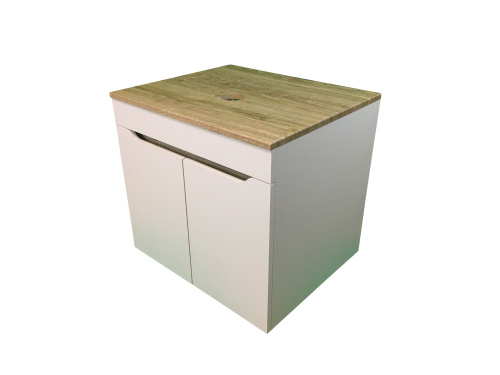 Тумба под раковину Sintesi STL.W7024 60х55х50 подвесная цвет белый/коричневый - фото 3