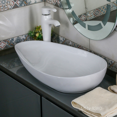 Раковина из сантехнического фарфора Melana A380-805 75х43 накладная цвет белый без отверстий под смеситель - фото 2