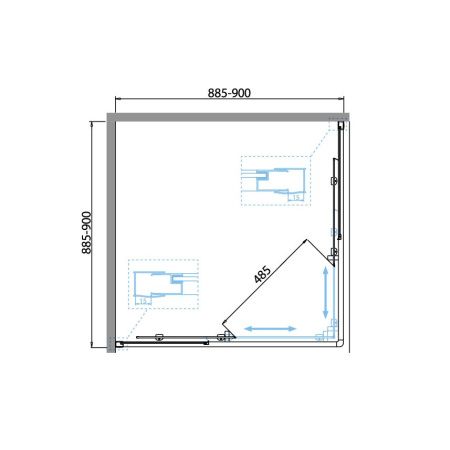 Душевой уголок BelBagno DUE DUE-A-2-90-C-Cr 90х90 стекло прозрачное профиль хром без поддона