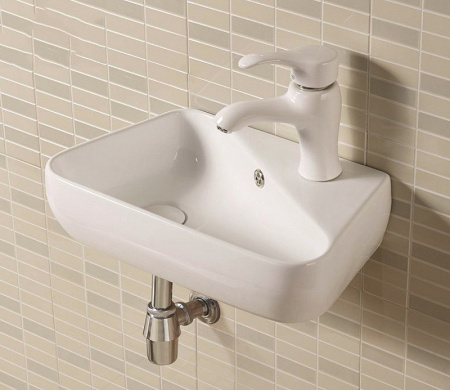 Раковина из санфаянса CeramaLux 9275L 45х28 подвесная цвет белый 1 отверстие под смеситель