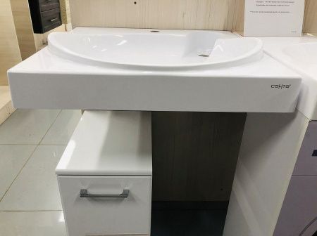 Раковина из искусственного камня СанТа Сатурн 900126 60х60 над стиральной машиной цвет белый