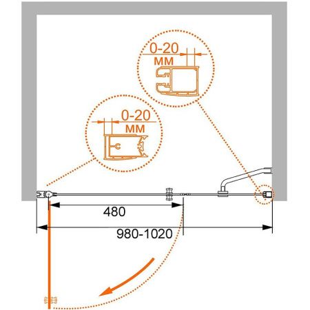 Душевая дверь Cezares ELENA ELENA-W-B-11-40+60-P-Cr-L 100х195 стекло рифленое профиль хром