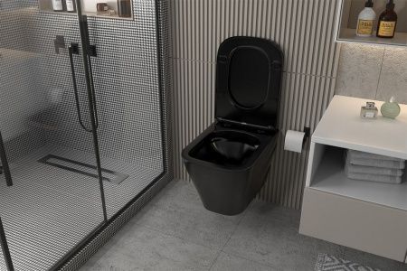 Комплект унитаз с инсталляцией с клавишей смыва ABBER Rechteck AC1201MB-AC0105-AC0121MB