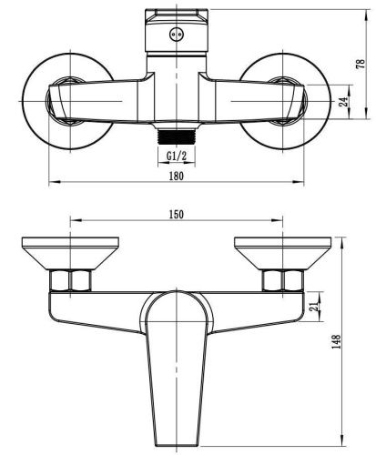 Смеситель для ванны и душа Esko BT80B настенный черный - фото 3