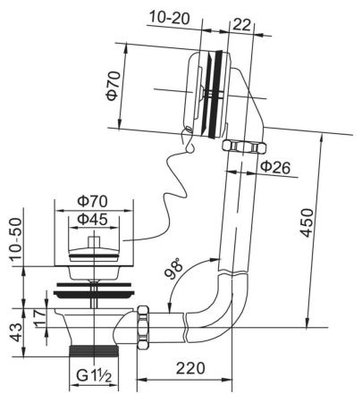 Слив-перелив BelBagno BB-OVF-02-CRM хром