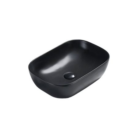 Раковина из сантехнического фарфора Vincea VBS-102MB 50х30 накладная цвет черный без отверстий под смеситель