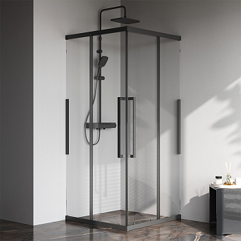 Душевой уголок Am.Pm Func W84G-403-9090-BТ 88х88 стекло прозрачное профиль черный матовый без поддона