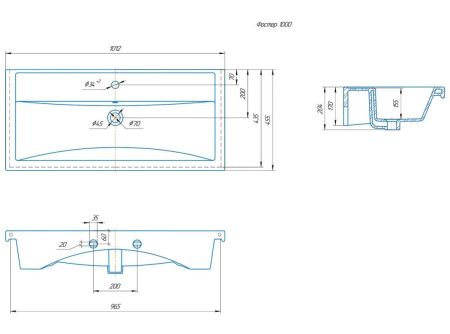 Раковина керамическая Onika Фостер 4640021065204 100х50 накладная цвет белый 1 отверстие под смеситель
