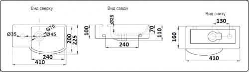 Раковина CeramaLux 41 см 7947ARMB подвесная цвет черный матовый - фото 2