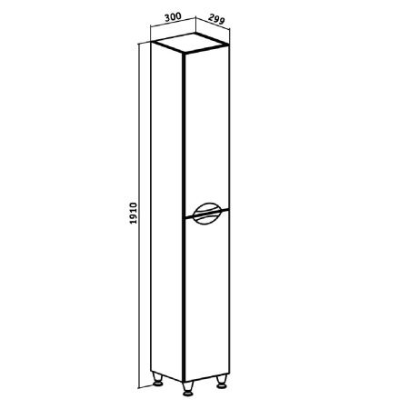 Шкаф-пенал RUNO БАРСЕЛОНА 00000001034 30х30х191 напольный цвет белый