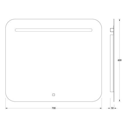 Зеркало с подсветкой Evoform Ledline BY 2444 70х60 подвесное