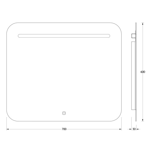 Зеркало со встроенным LED-светильником Evoform Ledline BY 2444 70х60 - фото 2