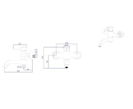 Смеситель для ванны Rush Melos SUS1101-44Grey настенный графит