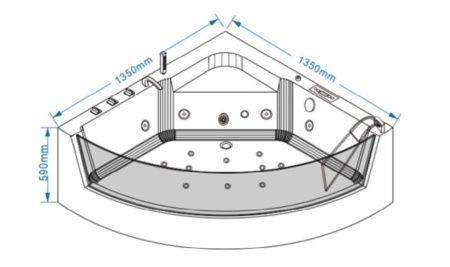 Ванна акриловая Grossman GR-13513 135х135 угловая четверть круга с ножками