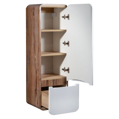 Шкаф-пенал RUNO Ницца 00-00002130 35х32х112 подвесной цвет белый - фото 2