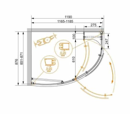 Душевой уголок Cezares ELENA ELENA-W-RH-1-120/90-C-Cr-L 120х90 стекло прозрачное профиль хром без поддона
