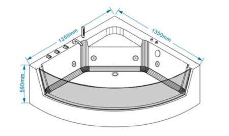 Ванна акриловая Grossman GR-13513-1 135х135 угловая четверть круга с ножками