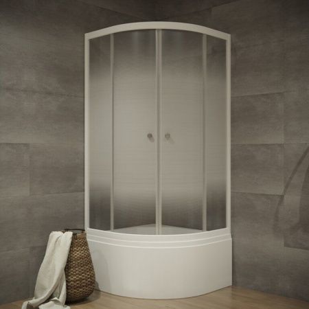 Душевой уголок Тритон Лайт Щ0000061801 90х90 стекло с рисунком профиль белый с поддоном