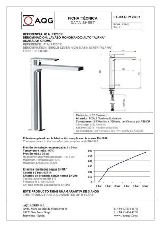 Смеситель для раковины AQG Alpha 01ALP120CR на столешницу хром