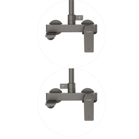 Душевая стойка Tokito Rain TOK-RAI-1017GM настенная цвет вороненая сталь