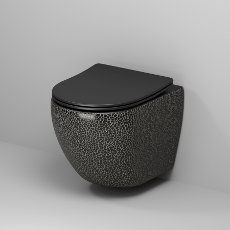 Унитаз подвесной Grossman Санфаянс GR-4455BBLS черный глянцевый с сиденьем микролифт безободковый каскадный смыв