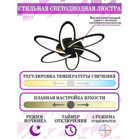 Люстра потолочная Natali Kovaltseva LED Light (ЛЕД Лигхт) HIGH-TECH LED LAMPS 82008 BLACK