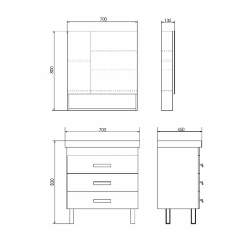 Тумба с раковиной Comforty 00-00008854CF 70x45x83 - фото 2