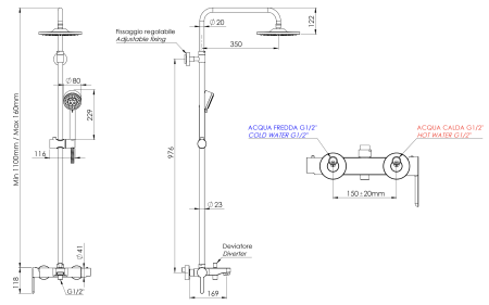 Душевая стойка Mariani Winter B00260WNA01 настенная