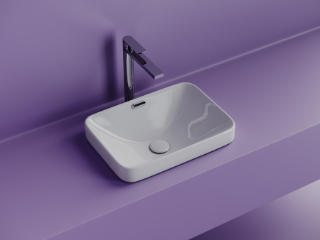 Раковина из сантехнического фарфора Ceramica Nova ELEMENT CN6078 46х33 встраиваемая цвет белый без отверстий под смеситель